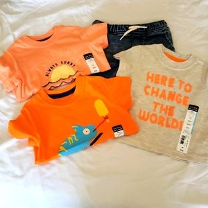 4 Piece T-Shirts & Jean Shorts Size 6 months NWT